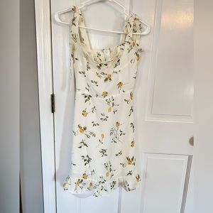 LEMON BRANCH PRINTED TIE-STRAP MINI DRESS